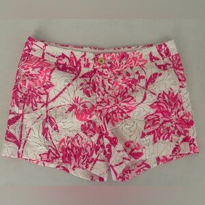 Lilly Pulitzer Pink and White Bermuda Shorts with Floral Design